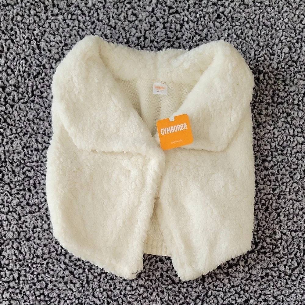 Gymboree Winter White Sherpa Sweater Vest Girls M 7/8 NWT